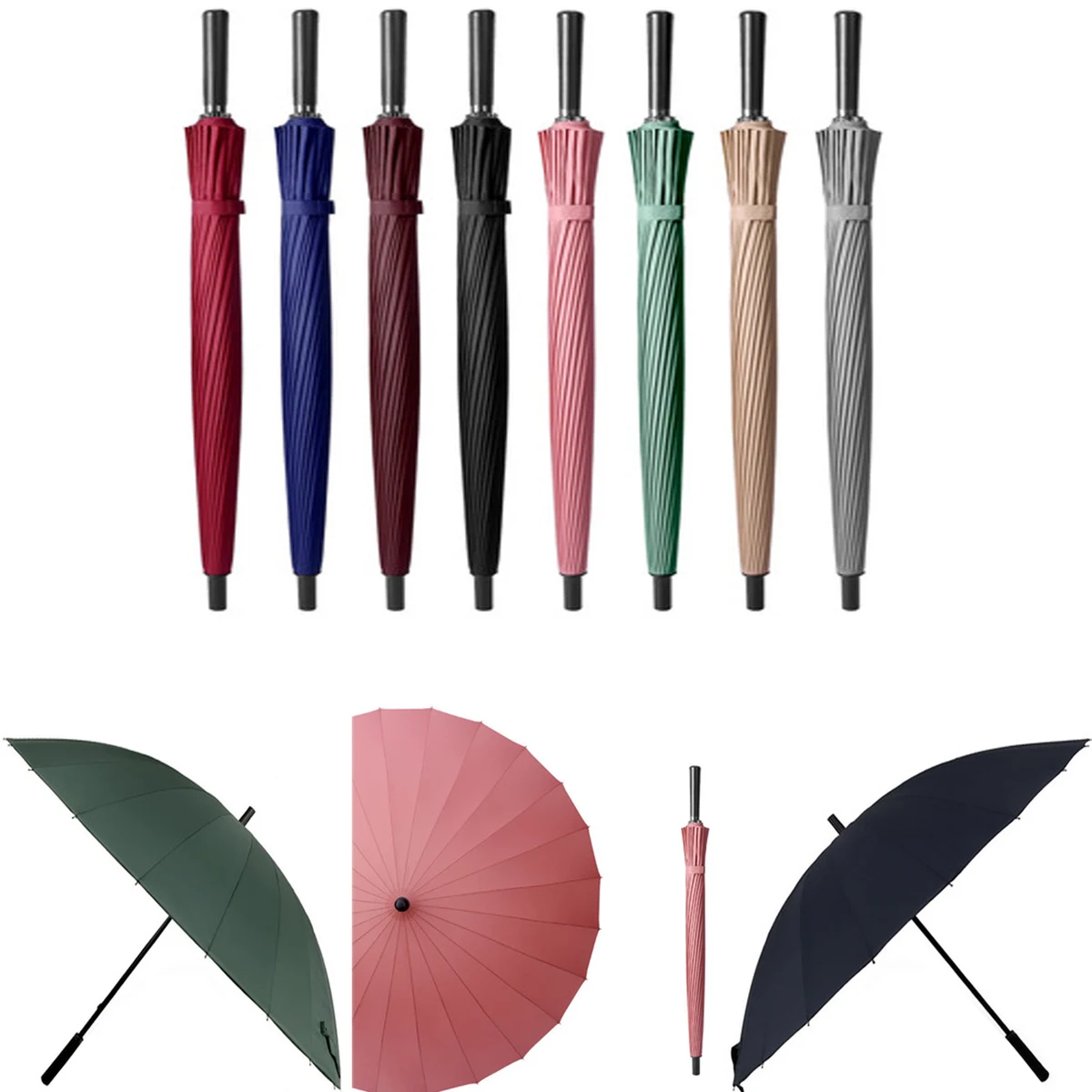 24 Ribs Long Handle Umbrella 1