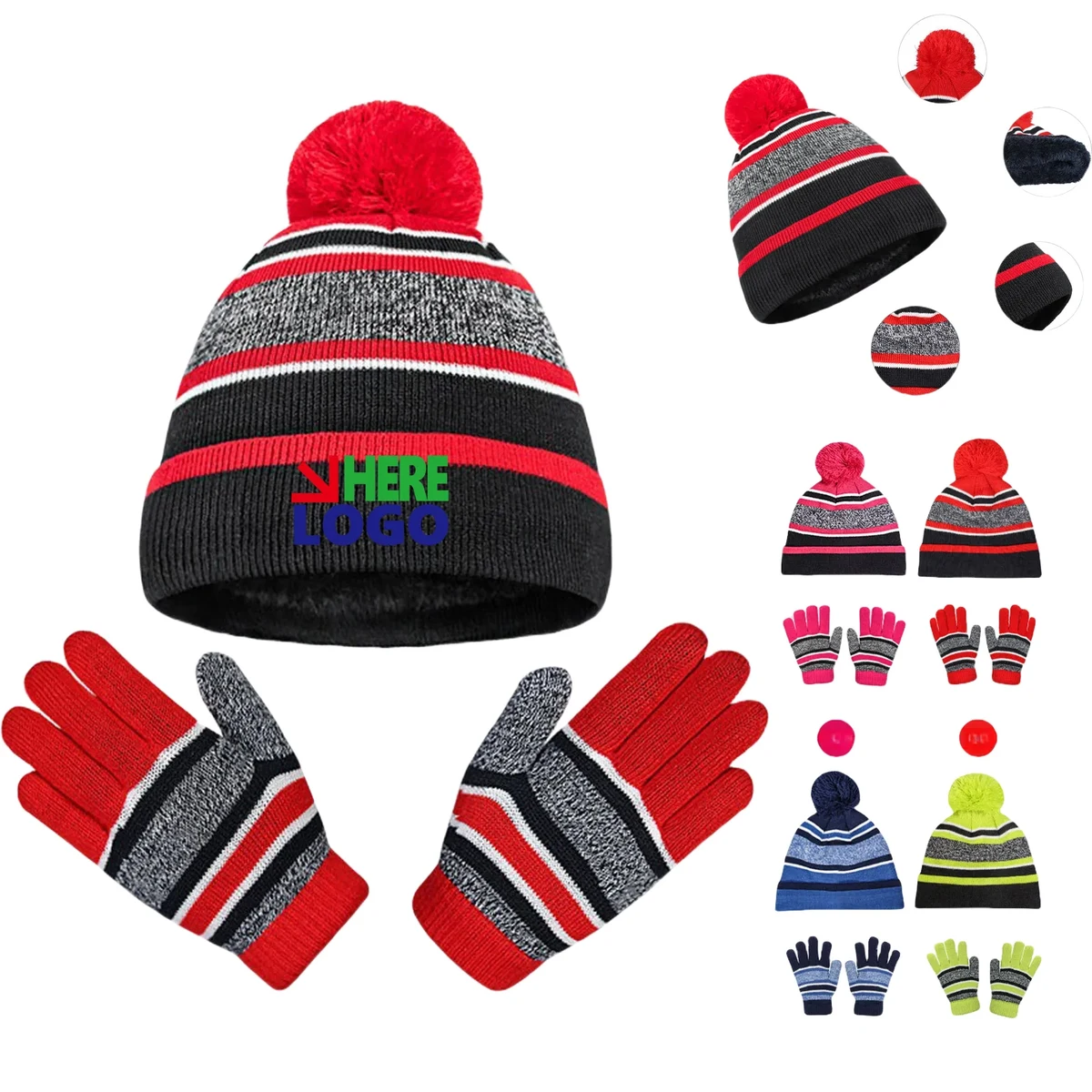 Kids Winter Warm Knitted Hats And Gloves 1
