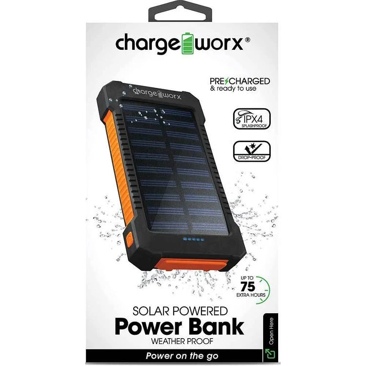 10000 mAh Solar Power Banks - Dual USB Splashproof 1