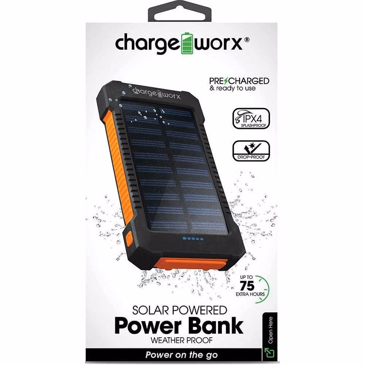 10000 mAh Solar Power Banks - Dual USB Splashproof