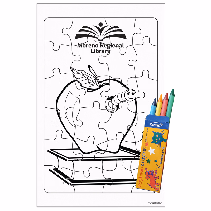 24 Pieces - 10 1/2" x 6 5/8" Coloring Tray Puzzle - Bookworm