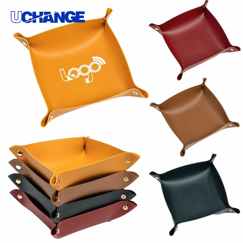 PU Leather Storage Basket Tray