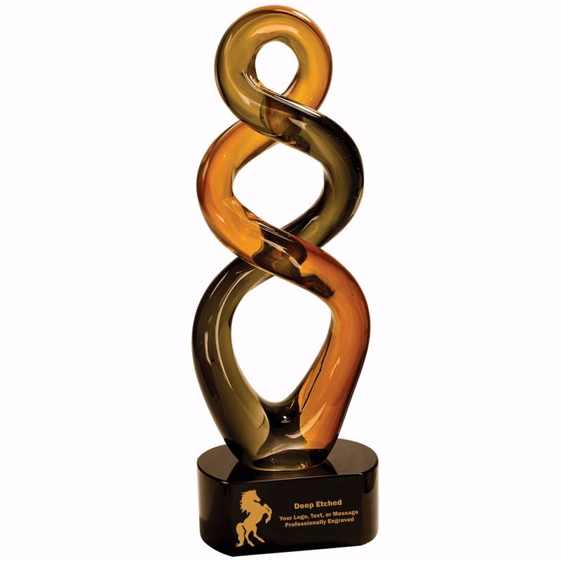 13 1/2" Brown Twist Art Glass Award