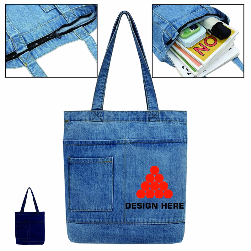 Casual Denim Tote Bag Full Color