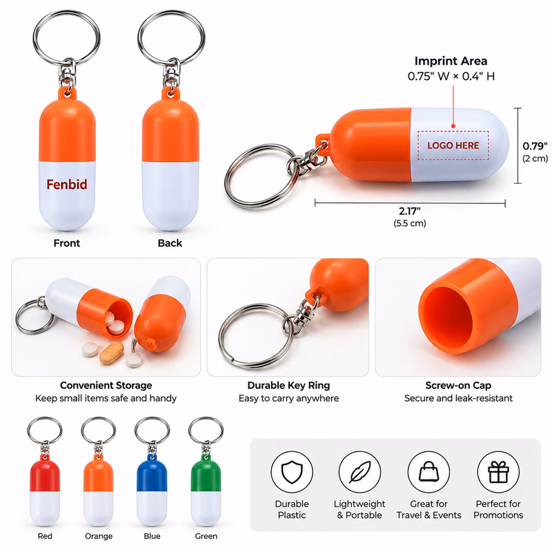 Plastic Pill Box Keychain