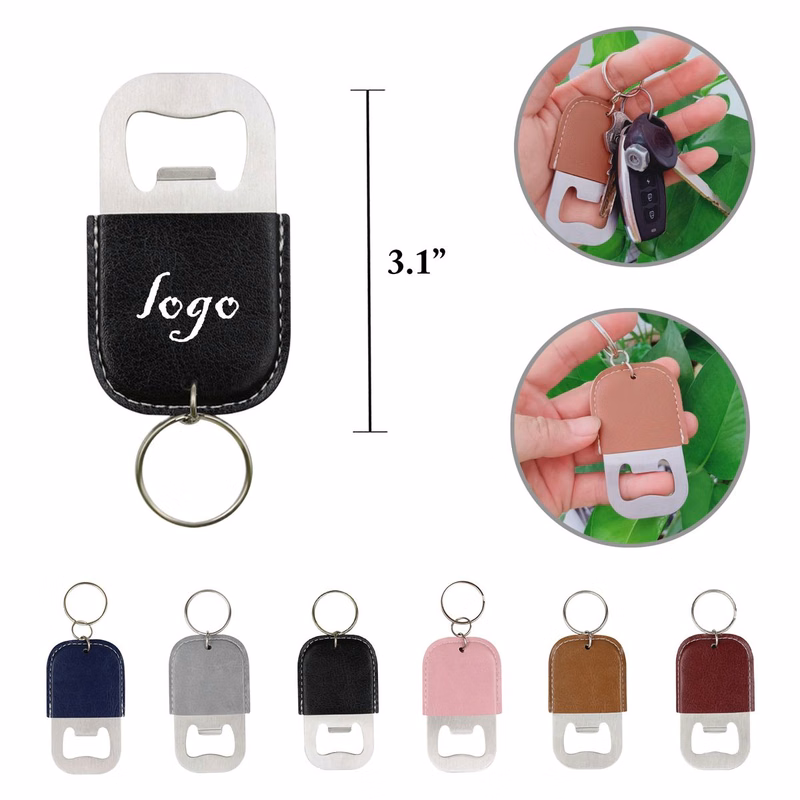 MOQ100 PU Stainless Steel Keychain Bottle Opener