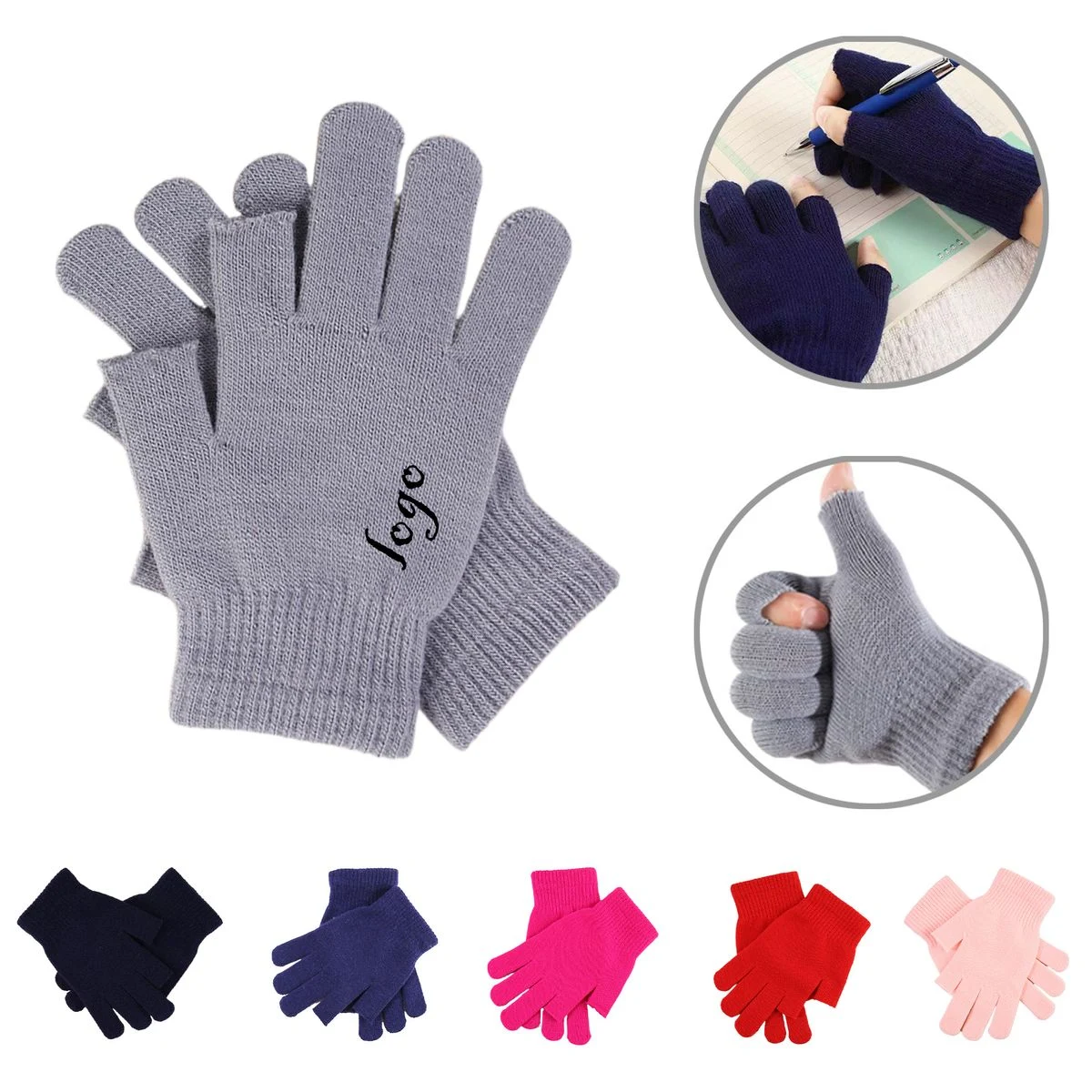 MOQ100 Winter Knitted Two Finger Half Gloves 1