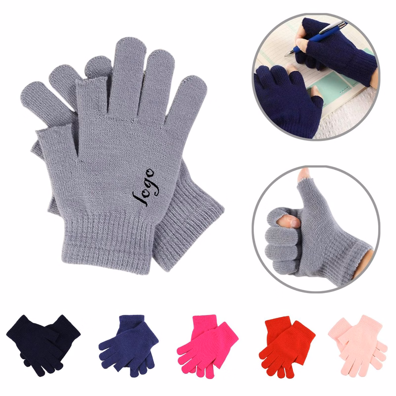 MOQ100 Winter Knitted Two Finger Half Gloves