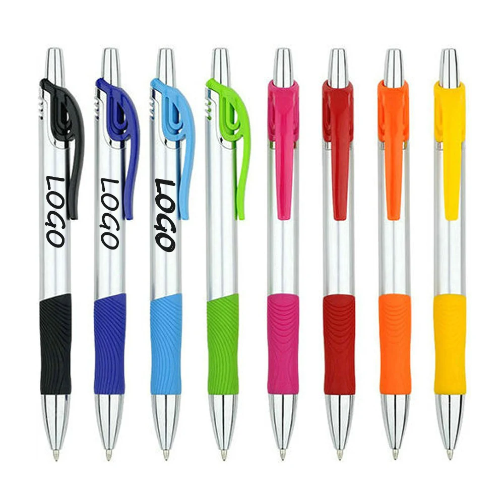Promotional Click Action Ballpoint Pens With Rubber Grip 1