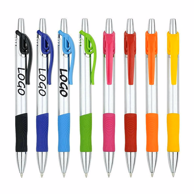 Promotional Click Action Ballpoint Pens With Rubber Grip