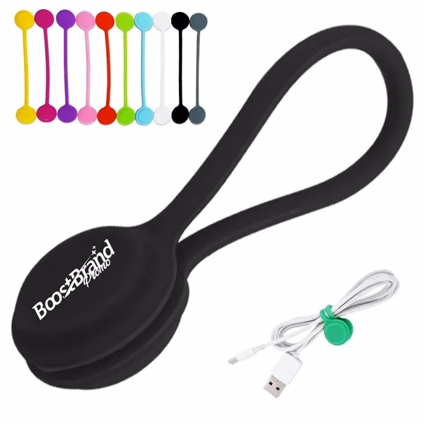 Custom Silicone Magnetic Cable Organizer Ties — Multi-Purpose Cord Management Accessory