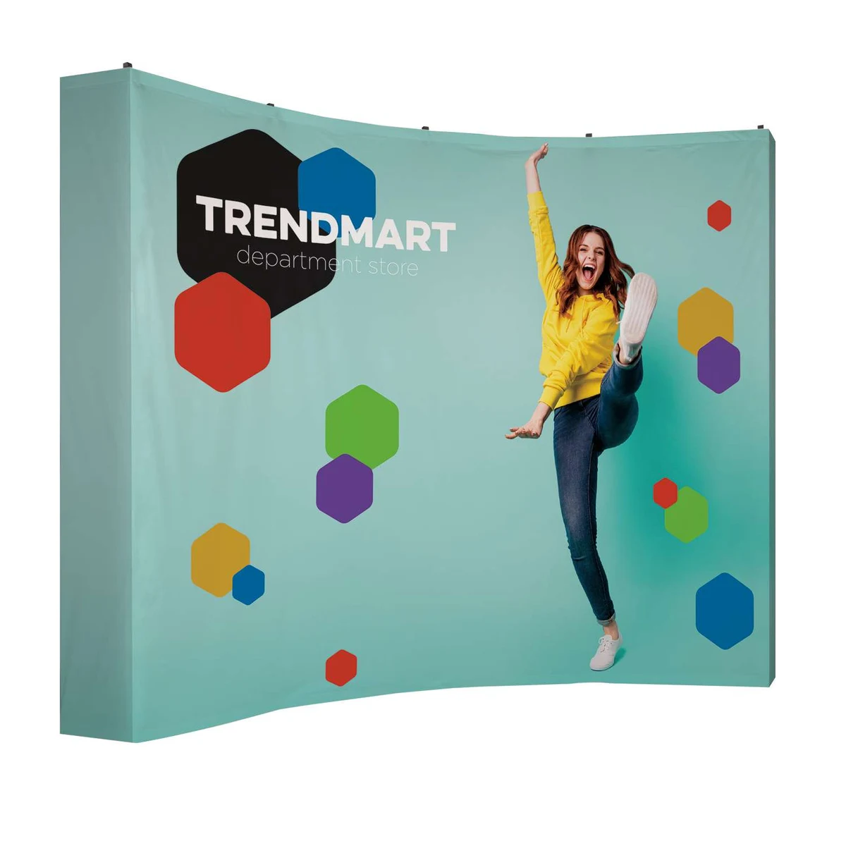 10' Curved Splash Floor Display Wrap Kit (Recycled Polyester Knit) 1