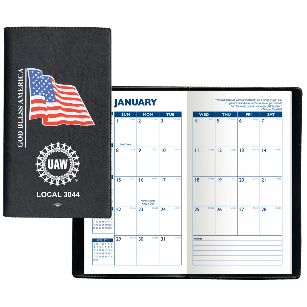 Executive Vinyl Cover w/ Pre-Printed Flag - Monthly Planner (1 Color Insert) 1