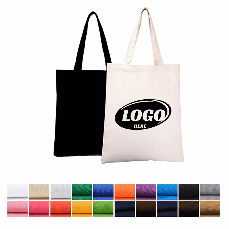 Cotton Colored Accent Flat Tote Bag