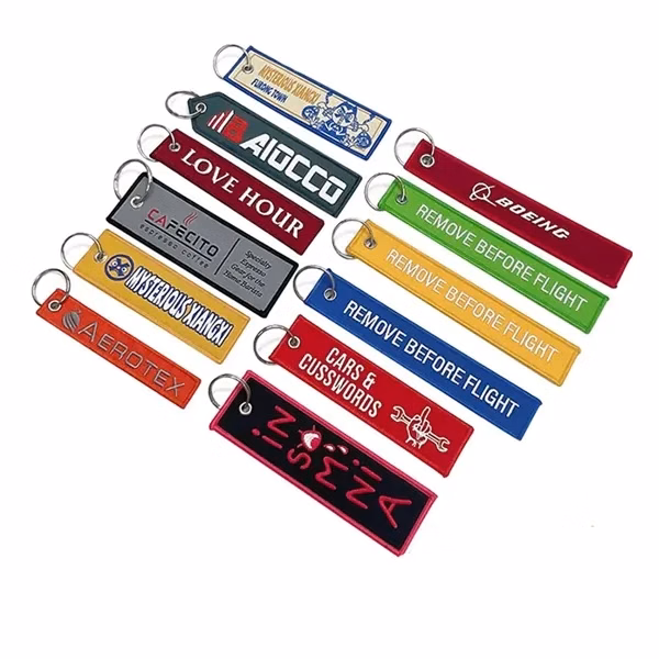 Custom Embroidered Flight Keychain with Clip — Aviation & Travel Luggage Tag