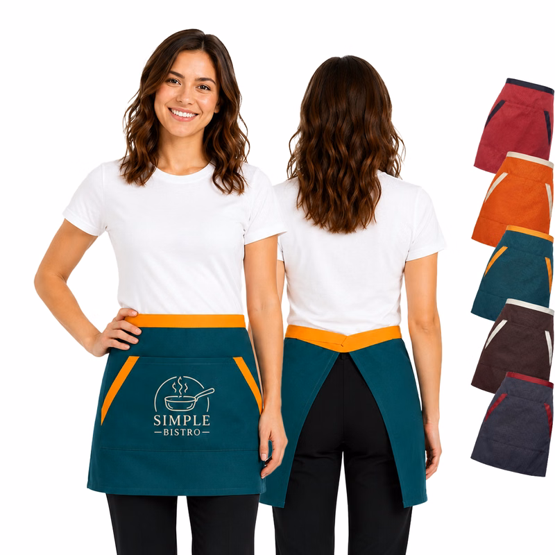 12 oz. Woven frock fabric Two-tone Waist Apron w/ 2 pockets