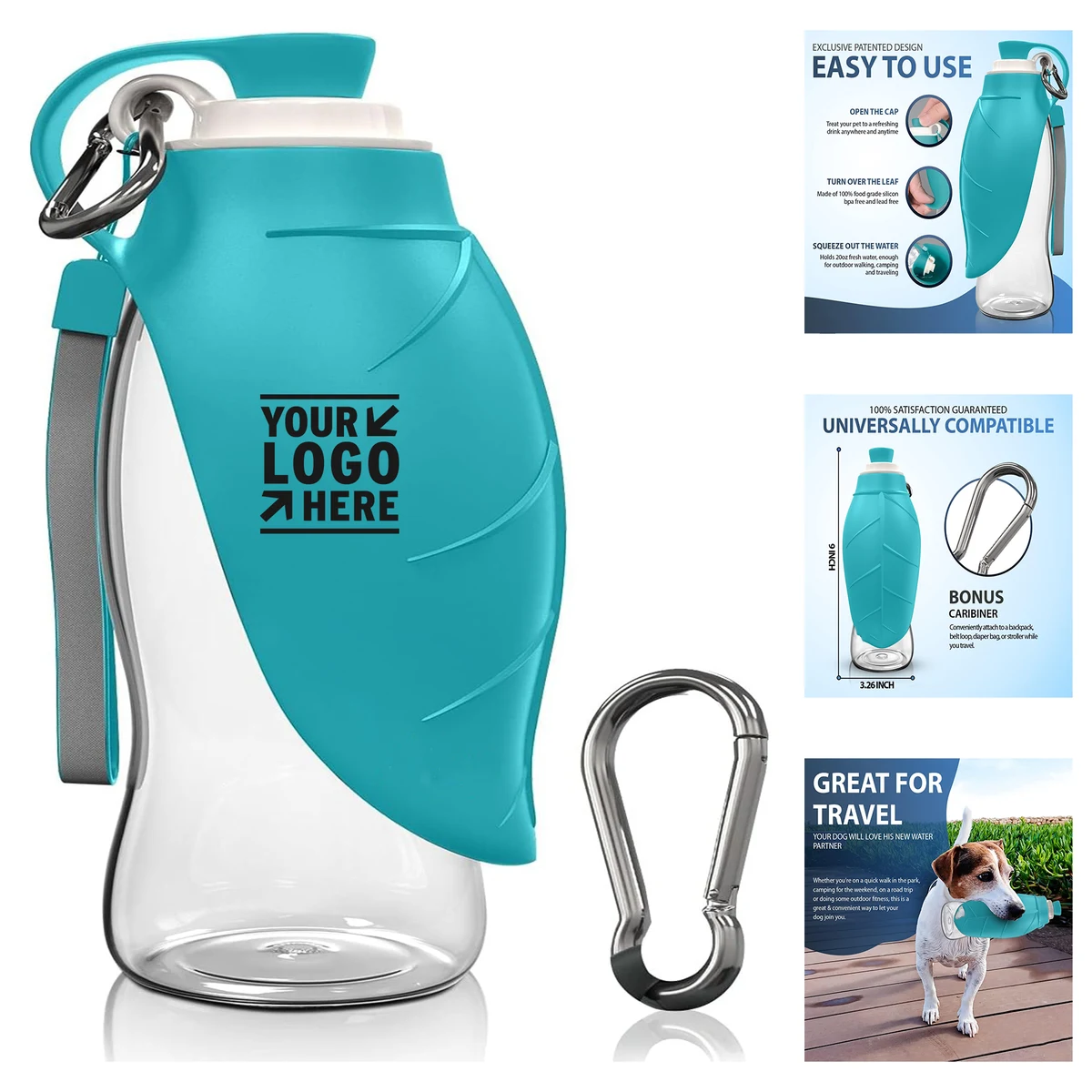Leak Proof BPA Free Dog Water Bottle Portable Travel Dispenser Including Carabiner 1