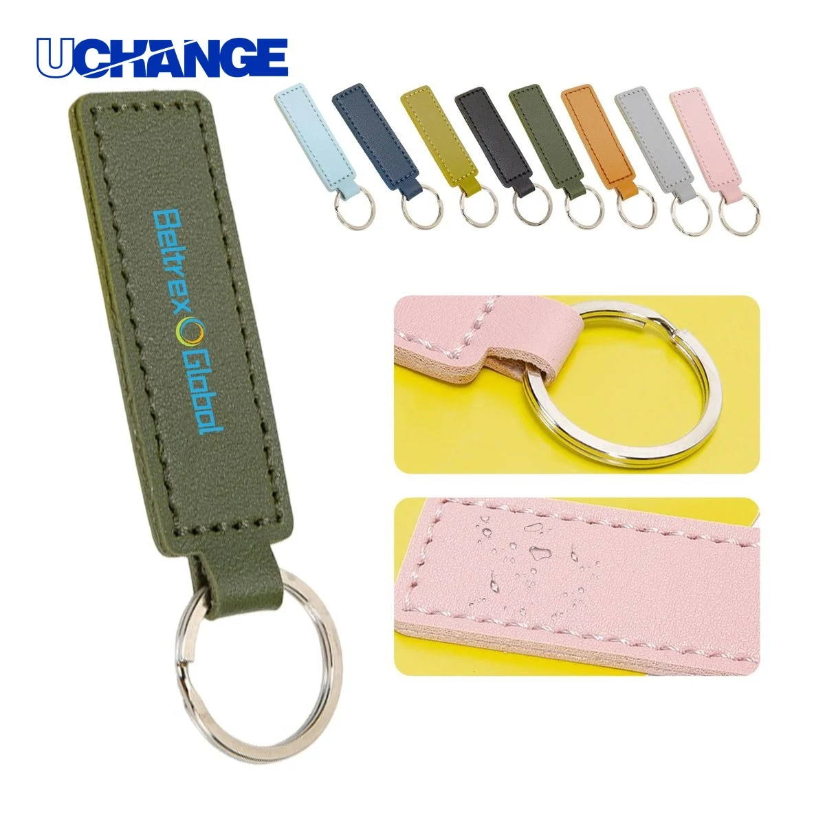 PU Leather Keychain Accessory Double Stitched with Flexible Snap 1