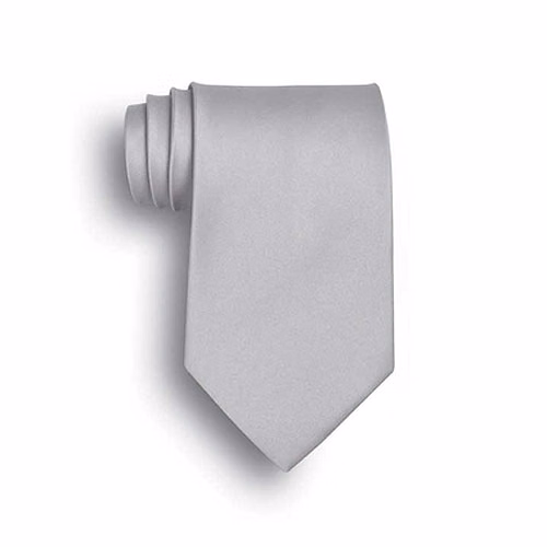 Light Gray Polyester Satin Tie