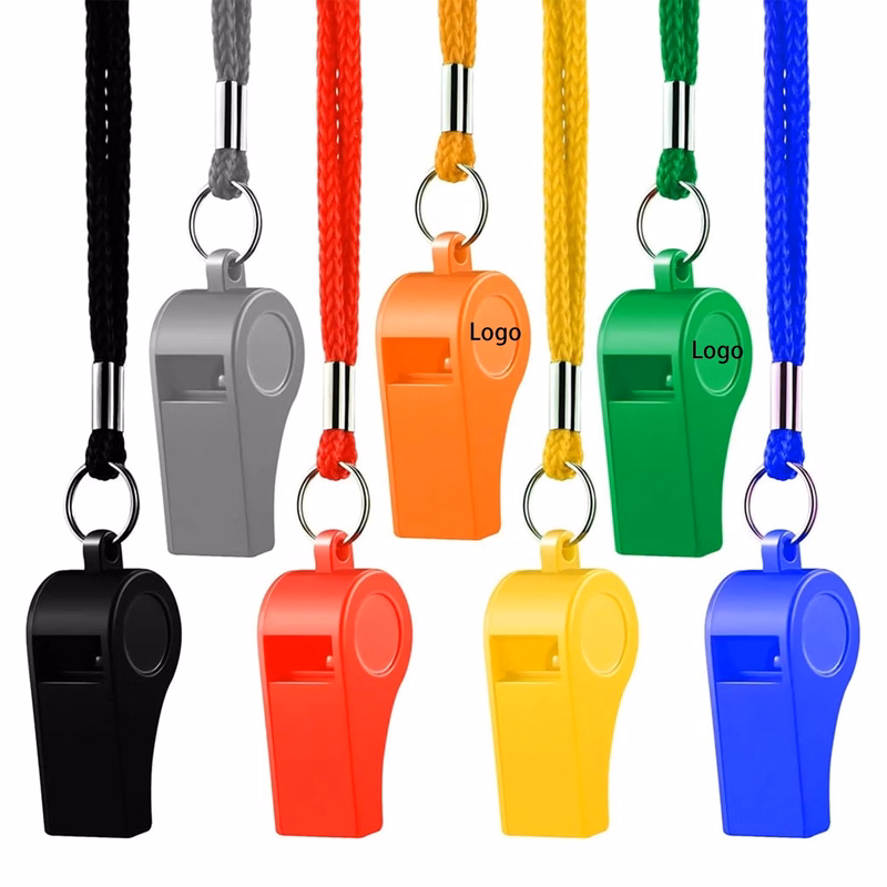 MOQ 50pcs Multi-Colored Plastic Whistle With Lanyard