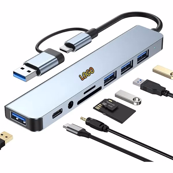 8 IN 1 USB C A Hub for Desk, Travel and Daily Use