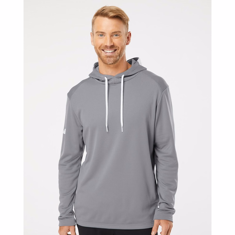 Men's Textured Mixed Media Midweight Hooded Sweatshirt - A530