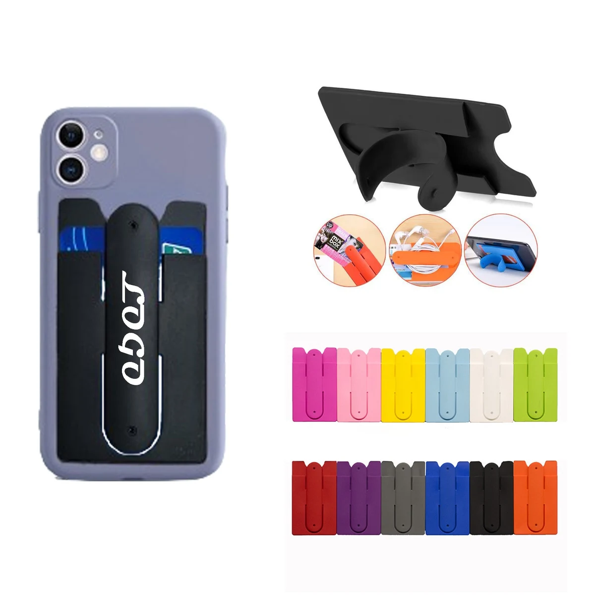 Silicone Mobile Wallet With Phone Kickstand 1