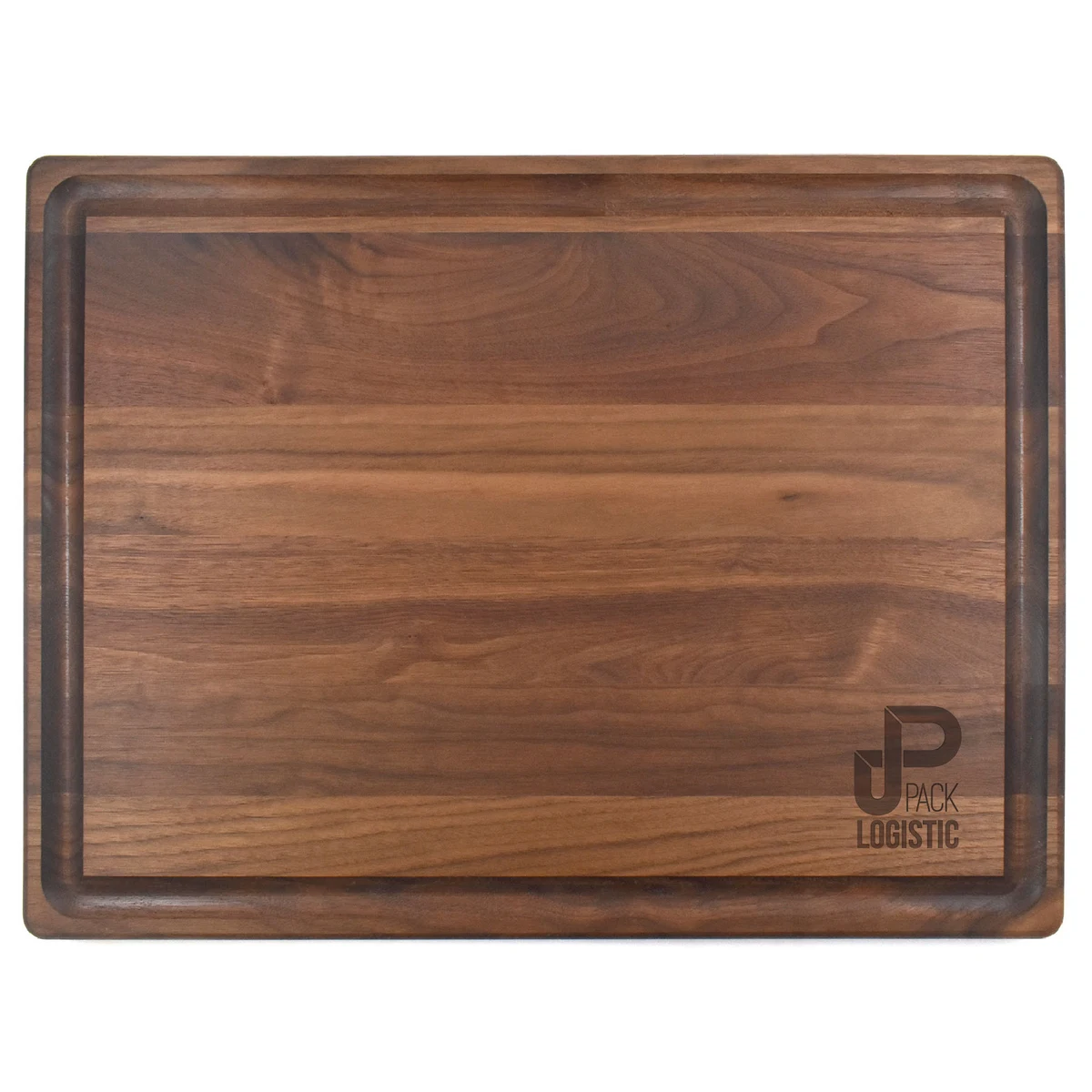 15" x 20" x 1 1/4" Walnut Rectangular Butcher Block with Juice Groove 1
