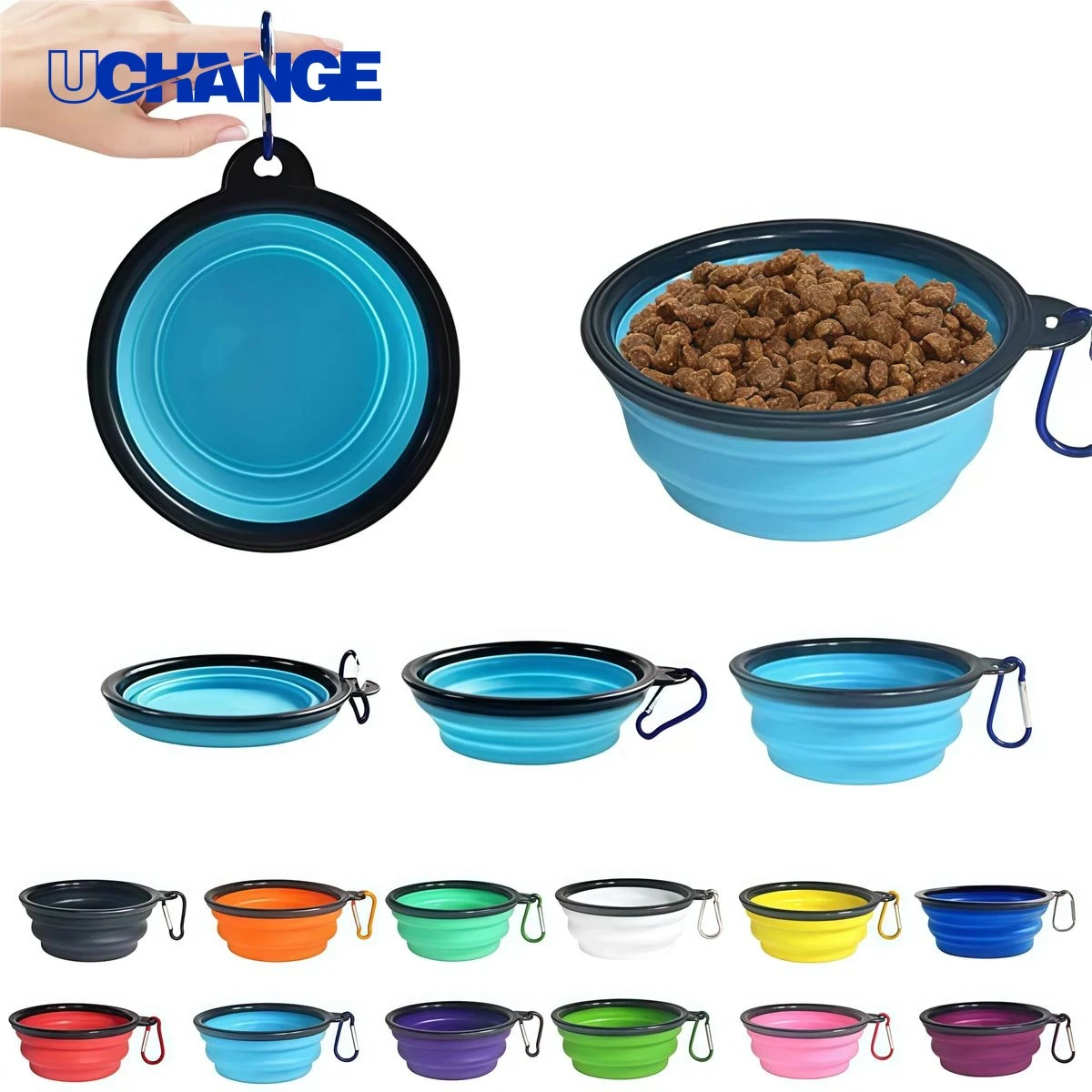 Collapsible Pet Bowl with Carabiner for Travel Use 1