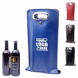 Elegant Dual Bottles PU Leather Wine Bag With Buckle Closure