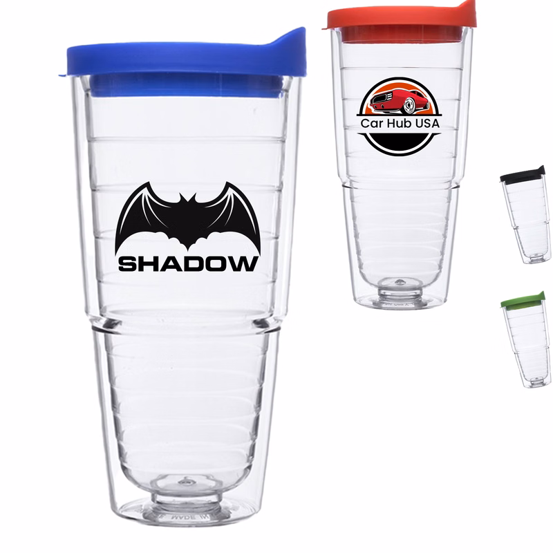 24 oz Double Wall Acrylic Tumbler w/ Custom Logo Spill Proof