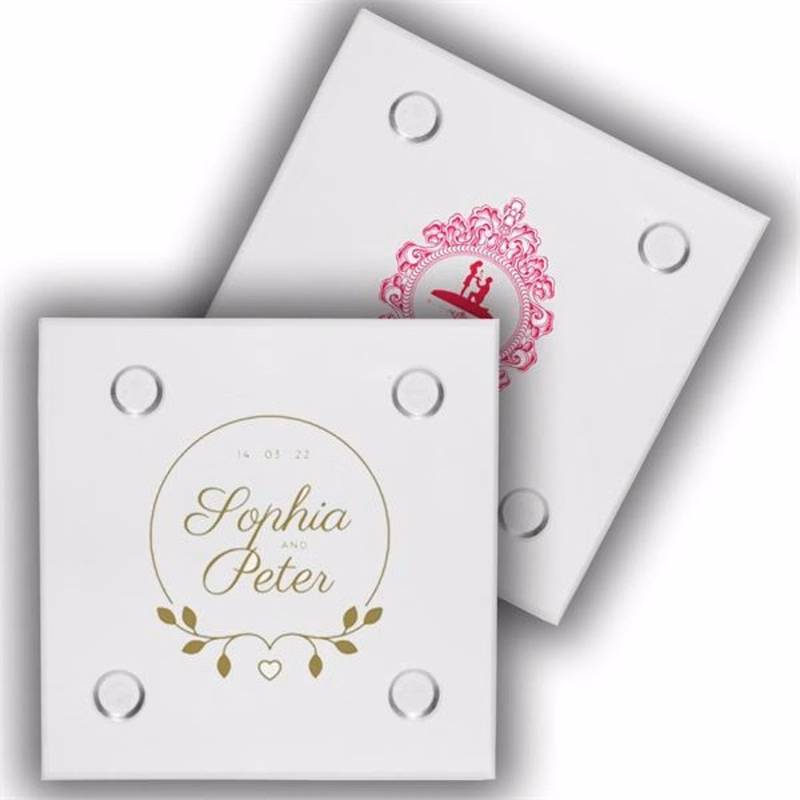 4" Square Glass Clear Coasters w/ Custom Imprint