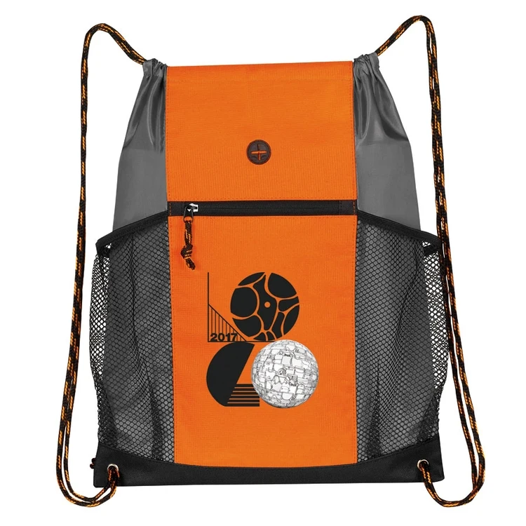 Two-Tone Multi-Pockets Drawstring Pack 1