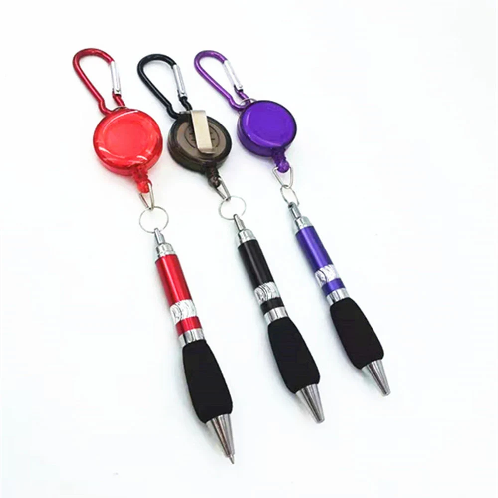 Retractable Soft Grip Metal Pen w/ Carabiner 1