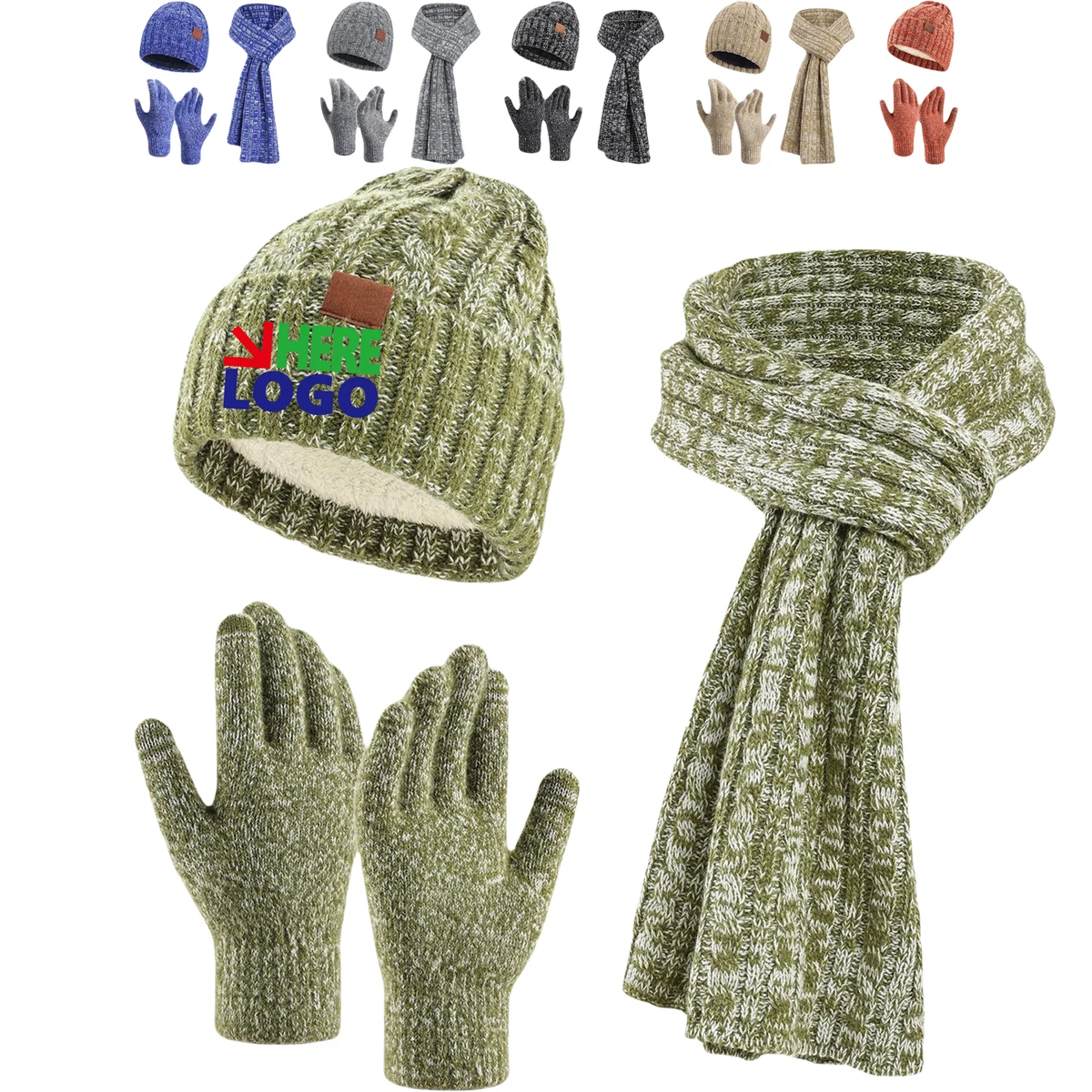 Winter Knit Warm Hat Touch Screen Gloves Set 1