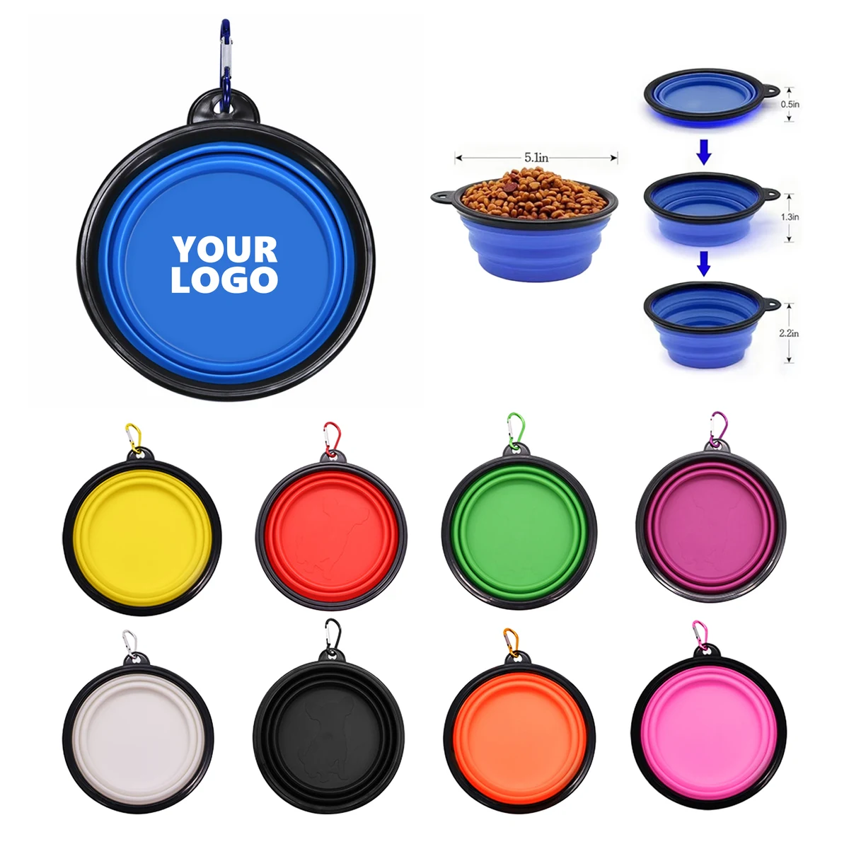12 OZ Portable Travel Dog Bowl With Carabiner 1