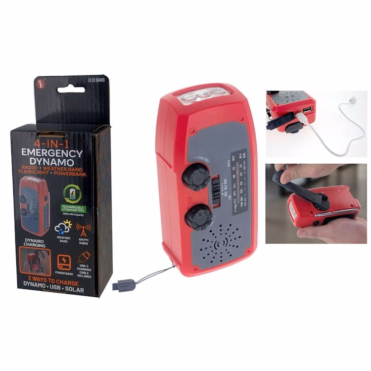 4-in1 Emergency Dynamo Radio - 5" x 2.25"
