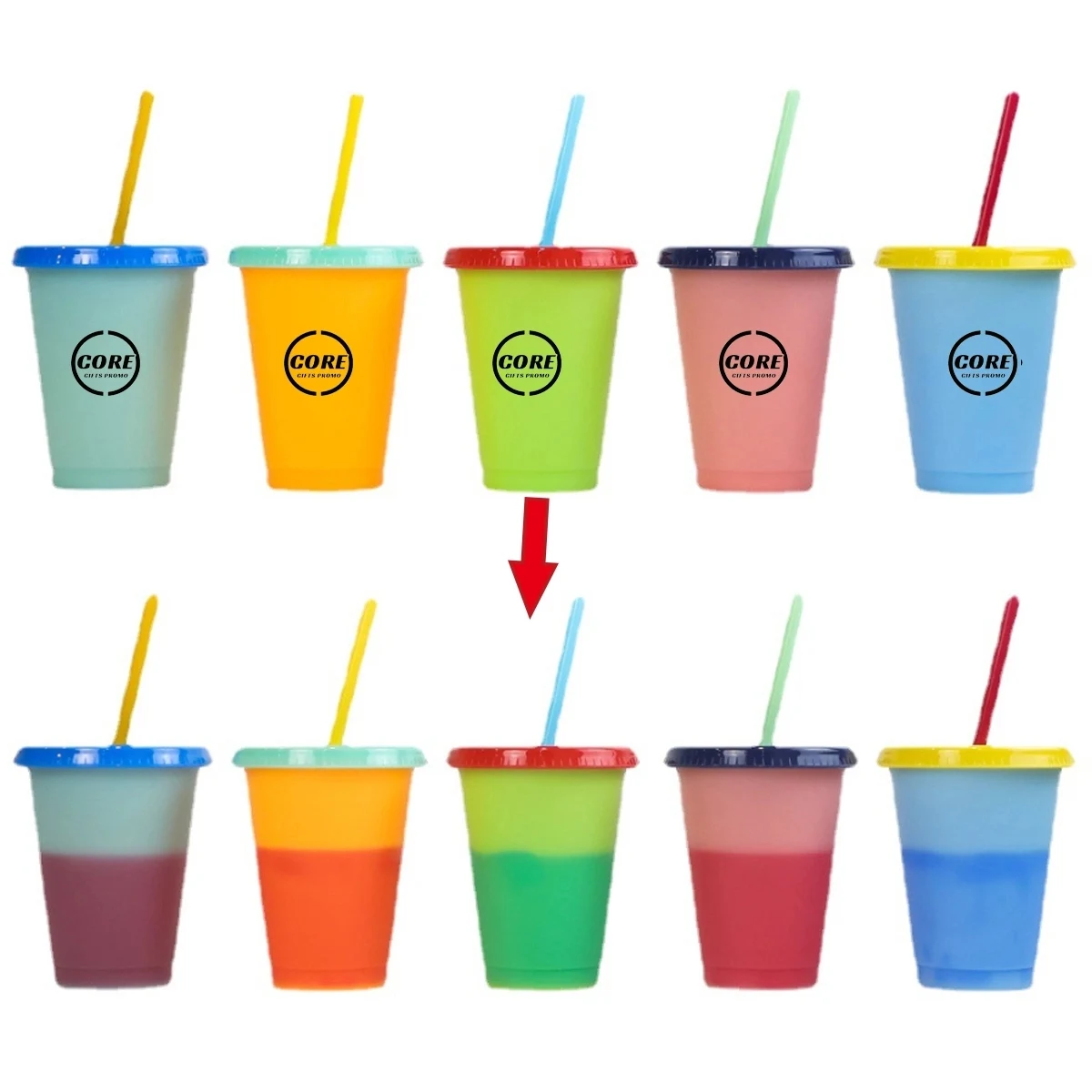 16 Oz. Color Changing Cup With Lid And Straw 1