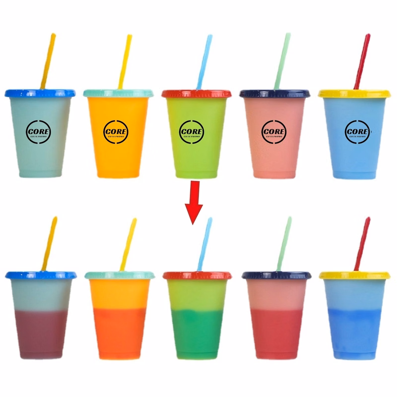 16 Oz. Color Changing Cup With Lid And Straw