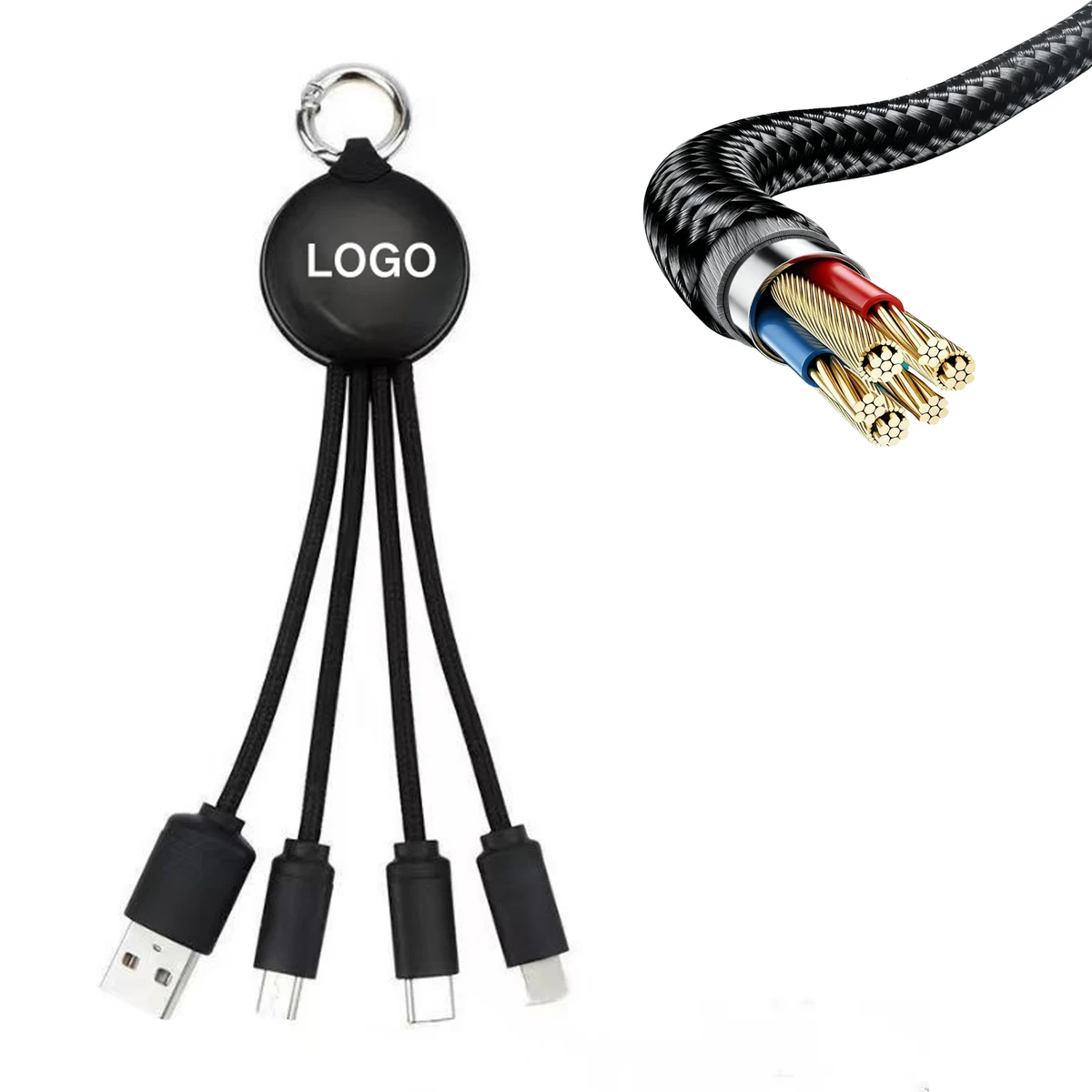 MOQ 20 Keychain USB Multi-Port Charging Cable 1