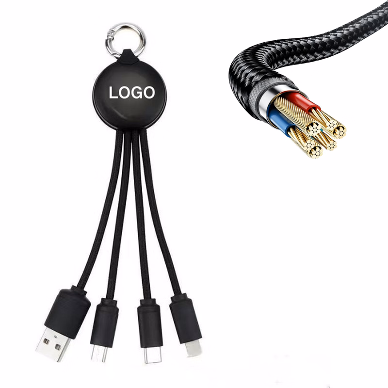 MOQ 20 Keychain USB Multi-Port Charging Cable