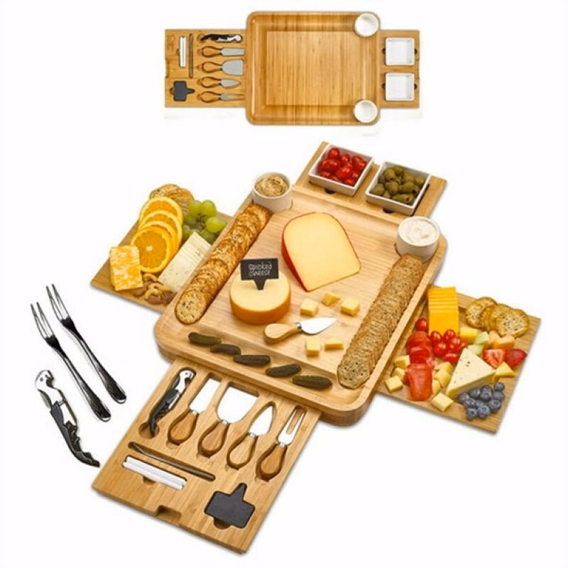 4 Drawers Bamboo Cheese Board Set