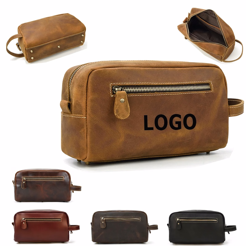 Leather Travel Toiletry Bag