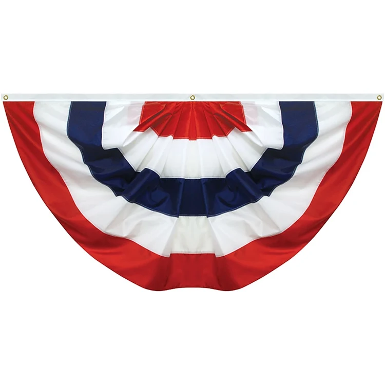 16"x 32" Sewn 5-Stripe Nylon Pleated Fan 1