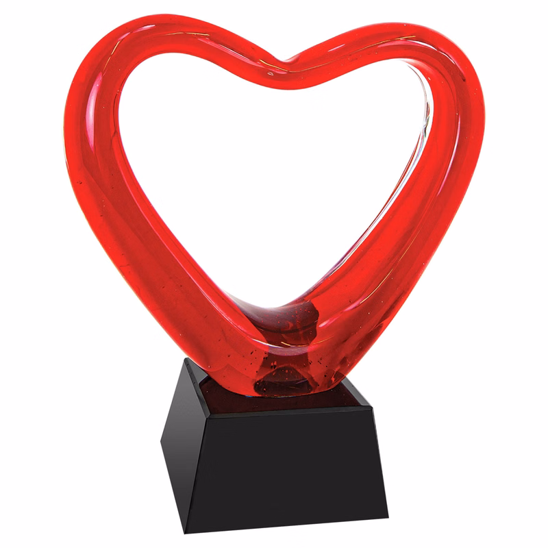 Glass Heart With Black Base