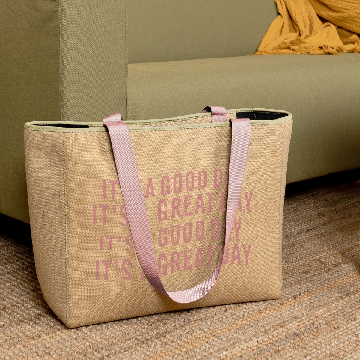 ALL DAY TOTE - BURLAP NEOPRENE - LARGE 1