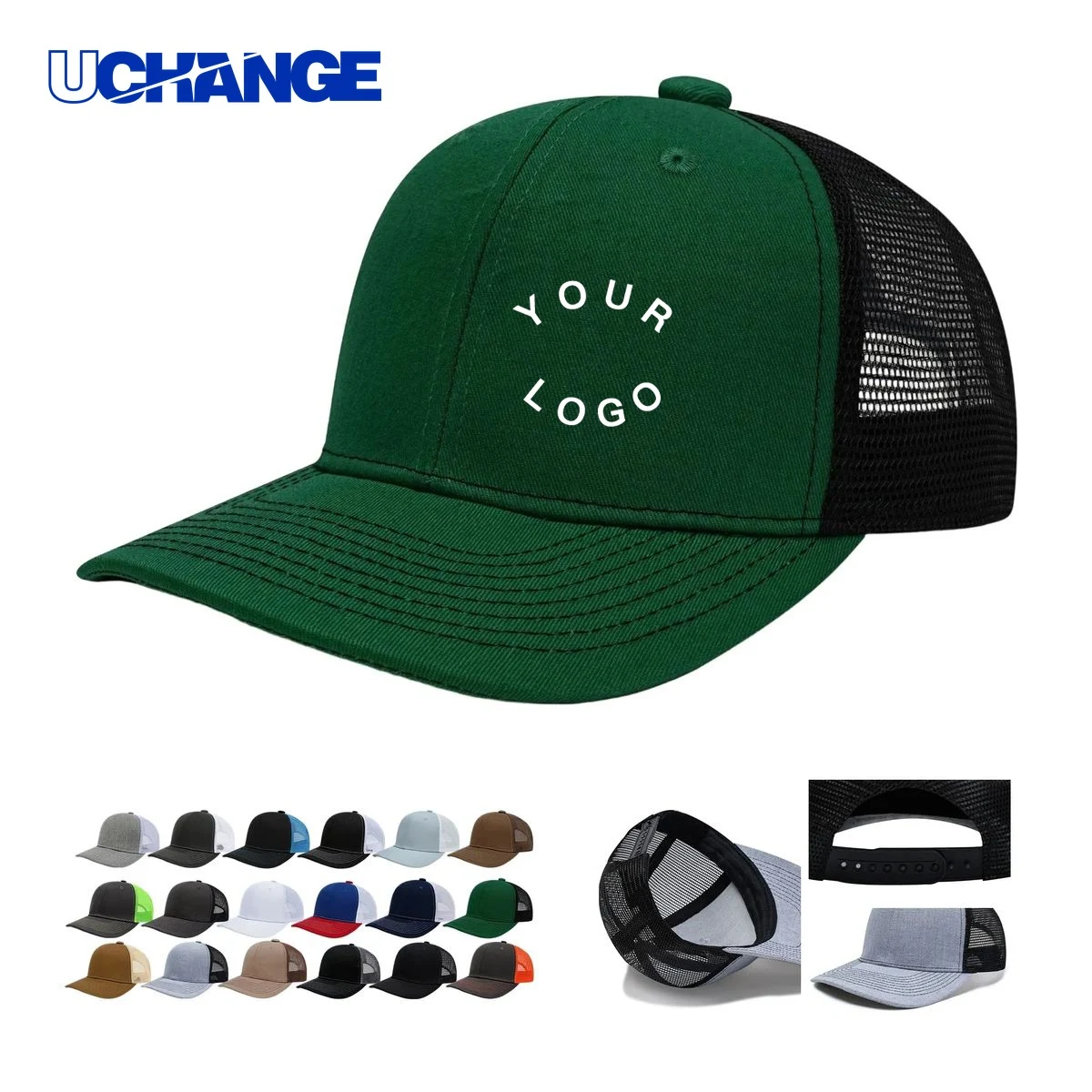 Cotton Polyester Trucker Hat Headwear with Mesh Back 1