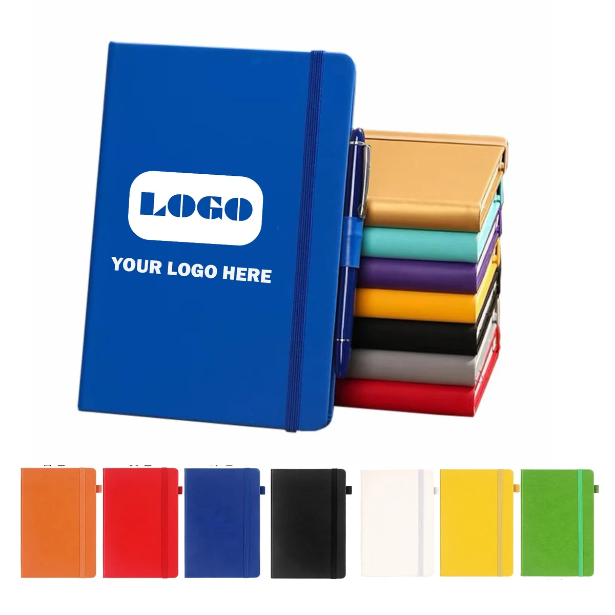Recycled Hardcover A6 Leather Journal w/Pen Loop 1