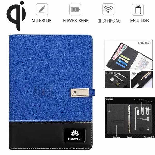Diary Notebook w/ 8000mAh Wireless Power Bank & 16GB U Disk