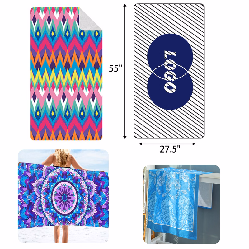 MOQ 5 PCS Stylish 27x55In Custom Beach Towel